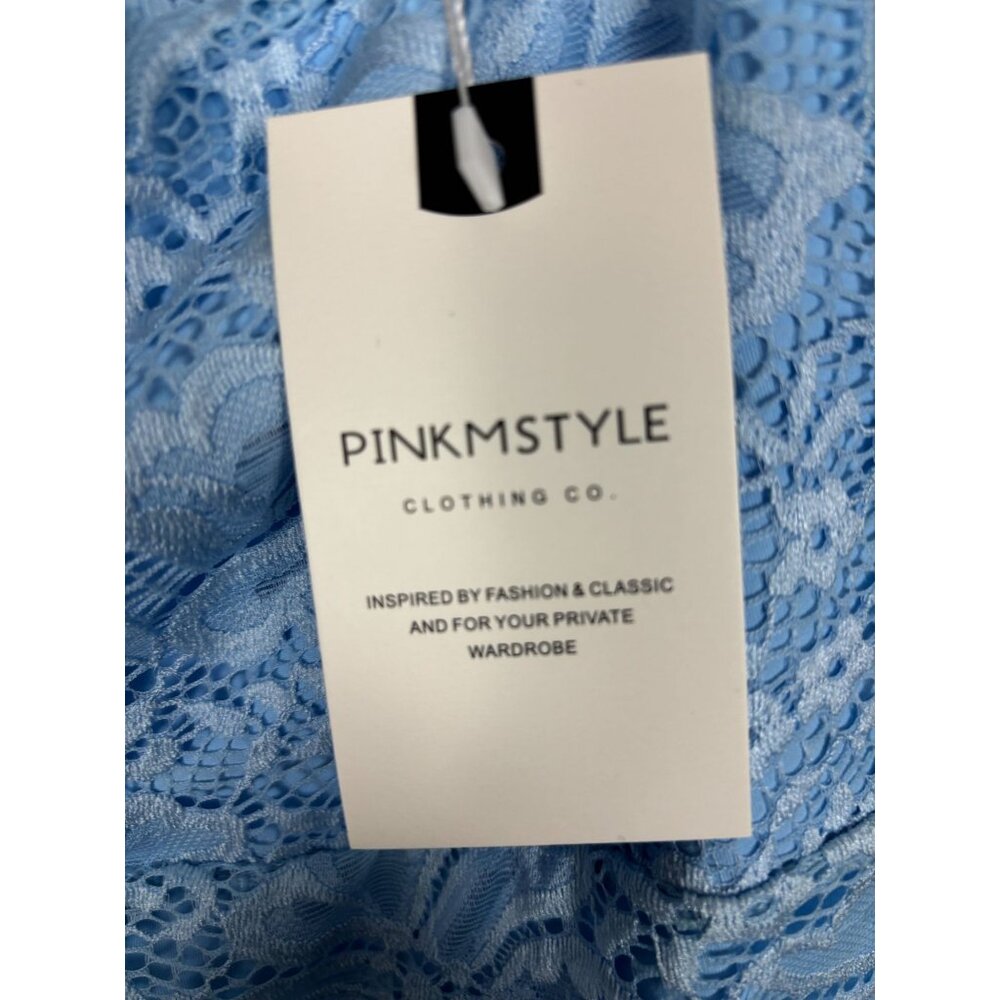 PINKMSTYLE Sexy Square Neck Blue Lace Cami Tank Fitted Double Lined Large NWT's - Picture 5 of 7